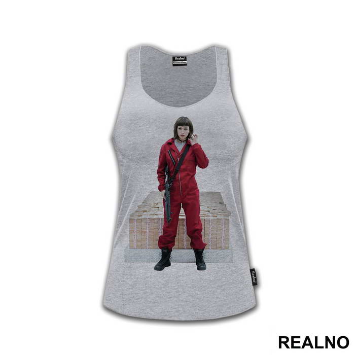 Tokyo In Front Of Pile Of Money - La Casa de Papel - Money Heist - Majica