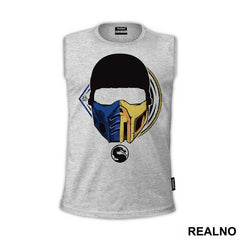 Half Scorpion Half Sub Zero Head Illustration - Mortal Kombat