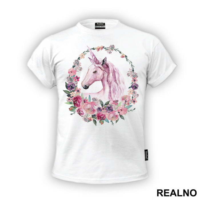 Surrounded By Flowers - Unicorn - Jednorog - Majica
