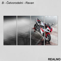 Sportski motor Yamaha belo - crveni - Slika na platnu - Kanvas