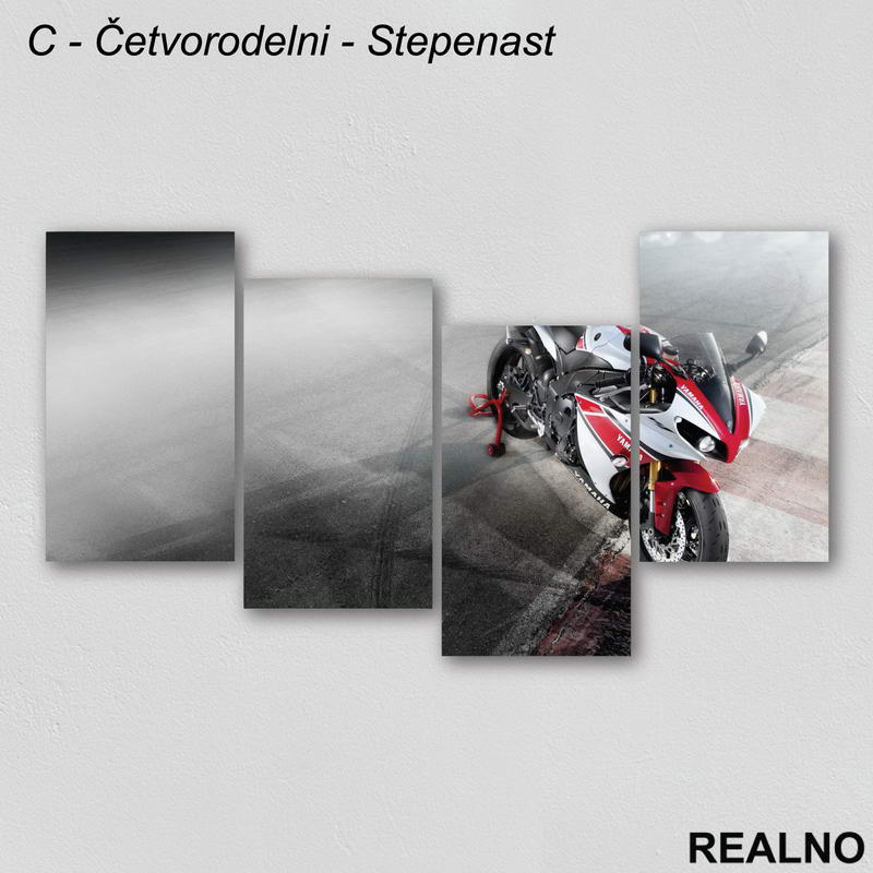 Sportski motor Yamaha belo - crveni - Slika na platnu - Kanvas