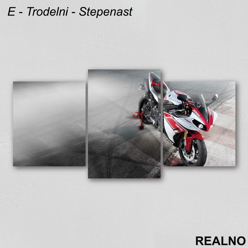 Sportski motor Yamaha belo - crveni - Slika na platnu - Kanvas