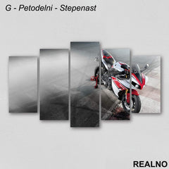 Sportski motor Yamaha belo - crveni - Slika na platnu - Kanvas