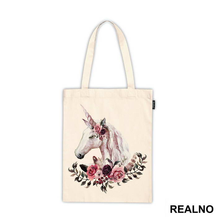 Portrait With Flowers - Unicorn - Jednorog - Majica