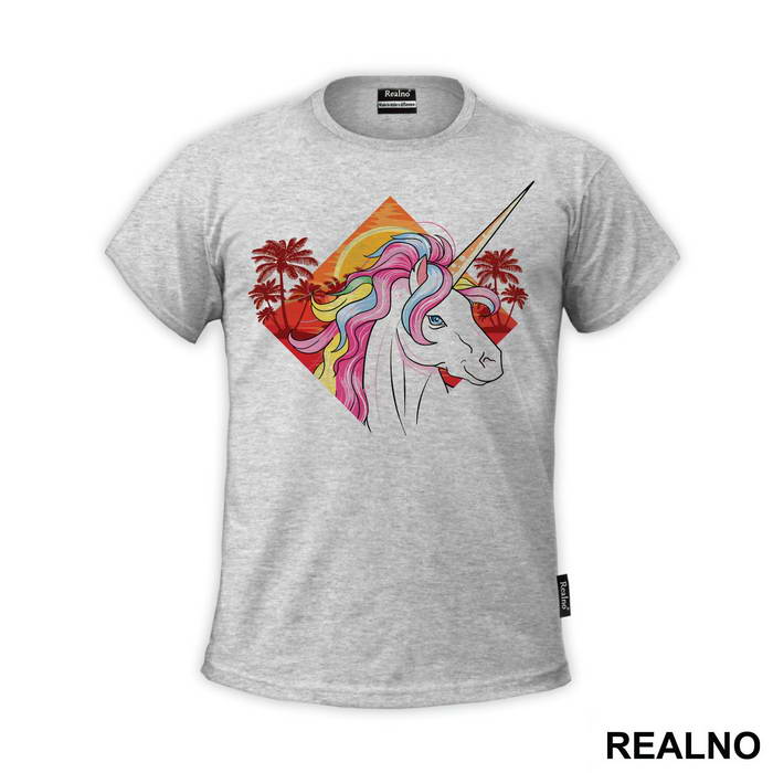 Unicorn With Palm Trees - Jednorog - Majica