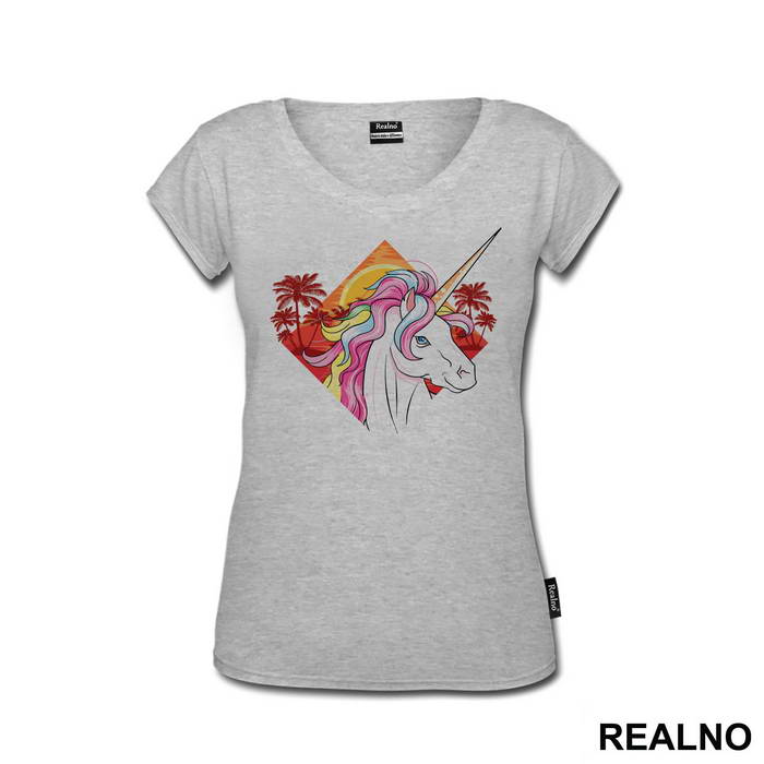 Unicorn With Palm Trees - Jednorog - Majica