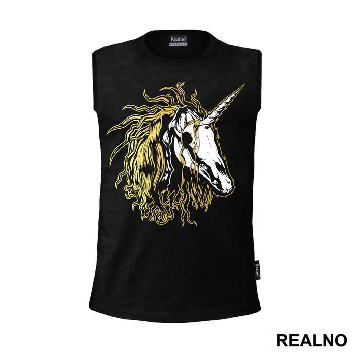Unicorn Skeleton With Gold Hair - Jednorog - Majica