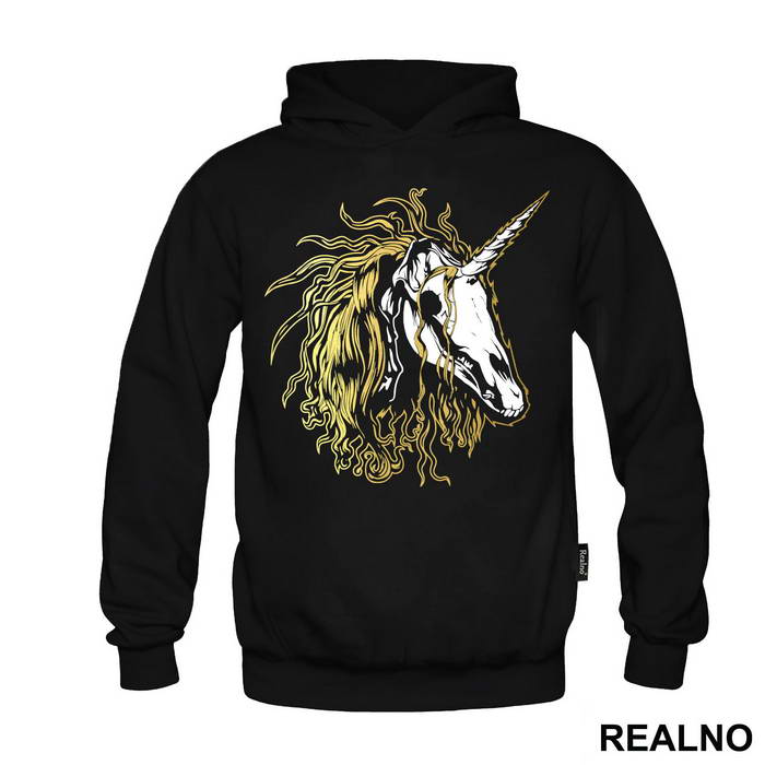 Unicorn Skeleton With Gold Hair - Jednorog - Majica