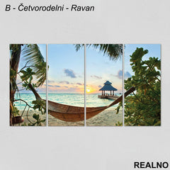 Ležaljka, more, pesak, sunce - Slika na platnu - Kanvas