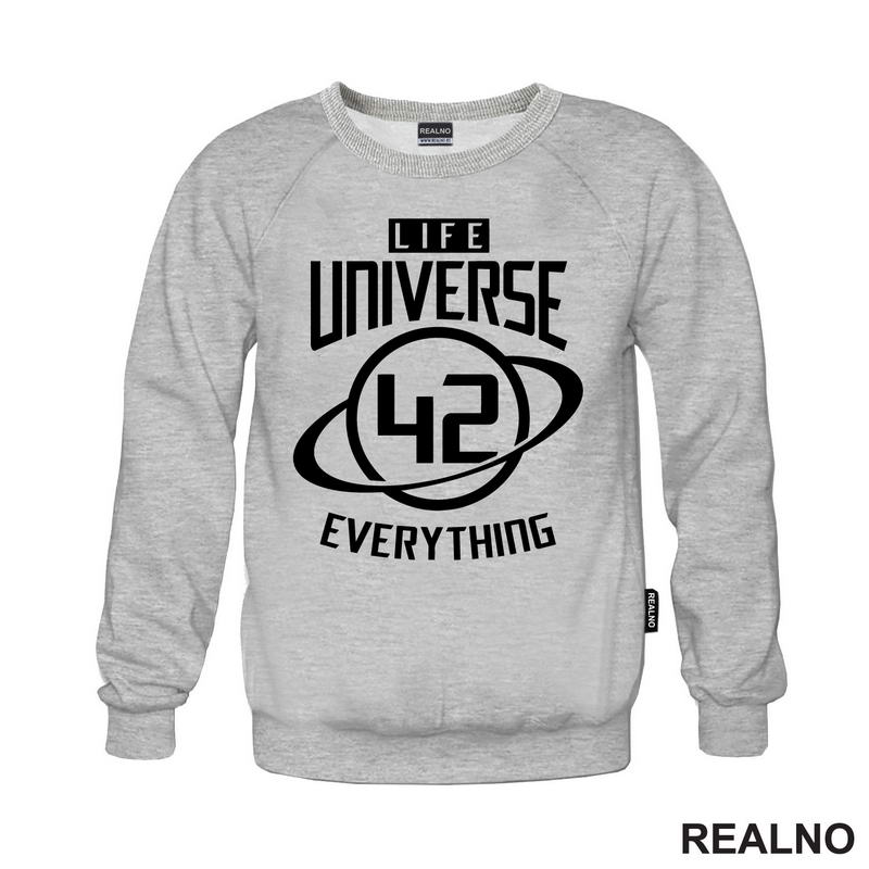 Life Universe Everything - 42 The Answer - White - The Hitchhiker's Guide to the Galaxy - Geek