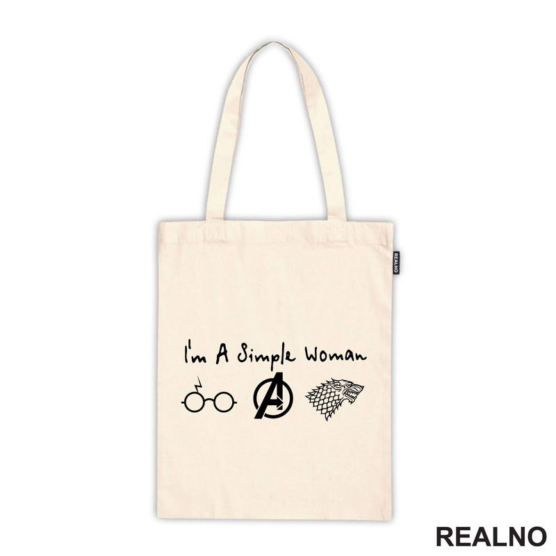 I'm A Simple Woman - Symbols Harry Potter, Avengers, Game Of Thrones - Geek