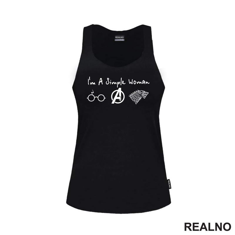 I'm A Simple Woman - Symbols Harry Potter, Avengers, Game Of Thrones - Geek