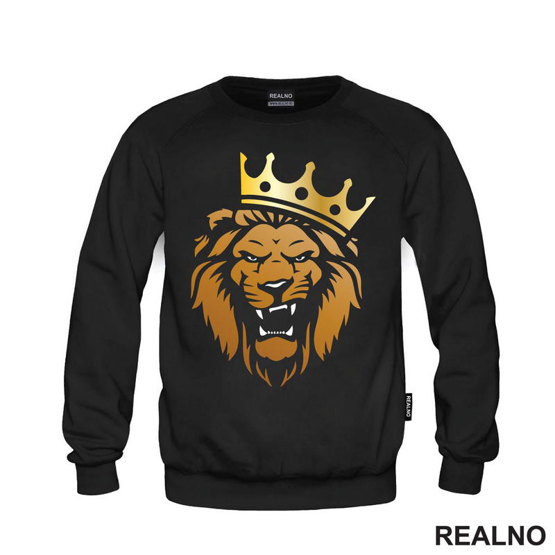 Angry Lion With Crown - Illustration - Gold - Lav - Životinje
