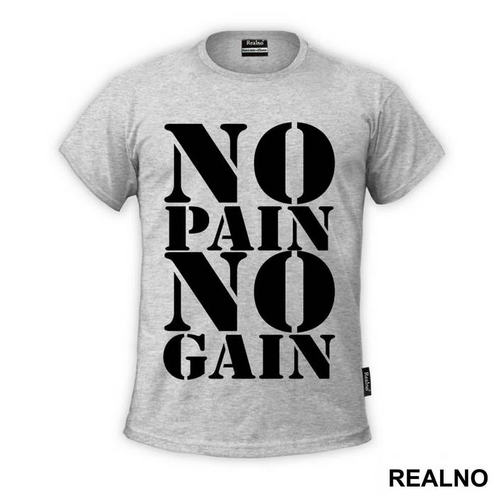 No Pain No Gain Clear And Big - Trening - Majica