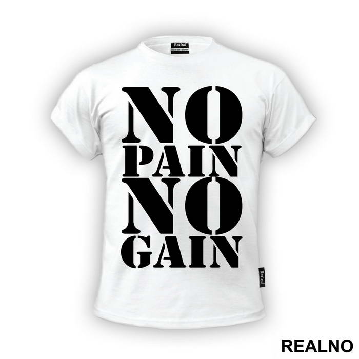 No Pain No Gain Clear And Big - Trening - Majica