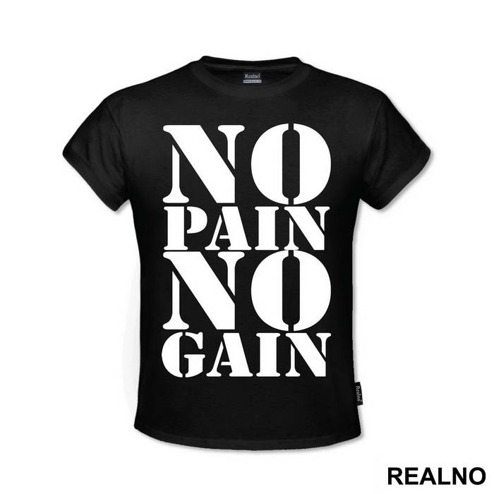 No Pain No Gain Clear And Big - Trening - Majica
