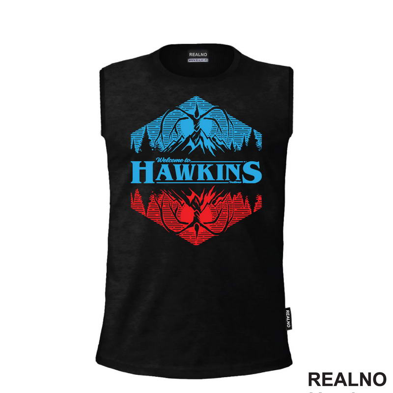 Welcome To Hawkings - Blue And Red - Stranger Things