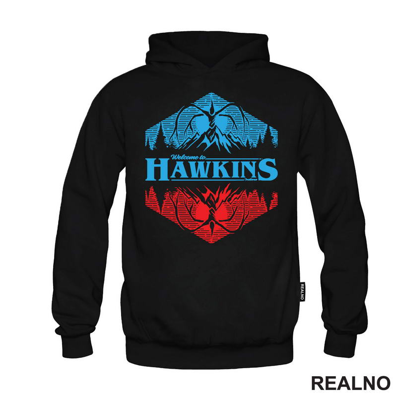 Welcome To Hawkings - Blue And Red - Stranger Things