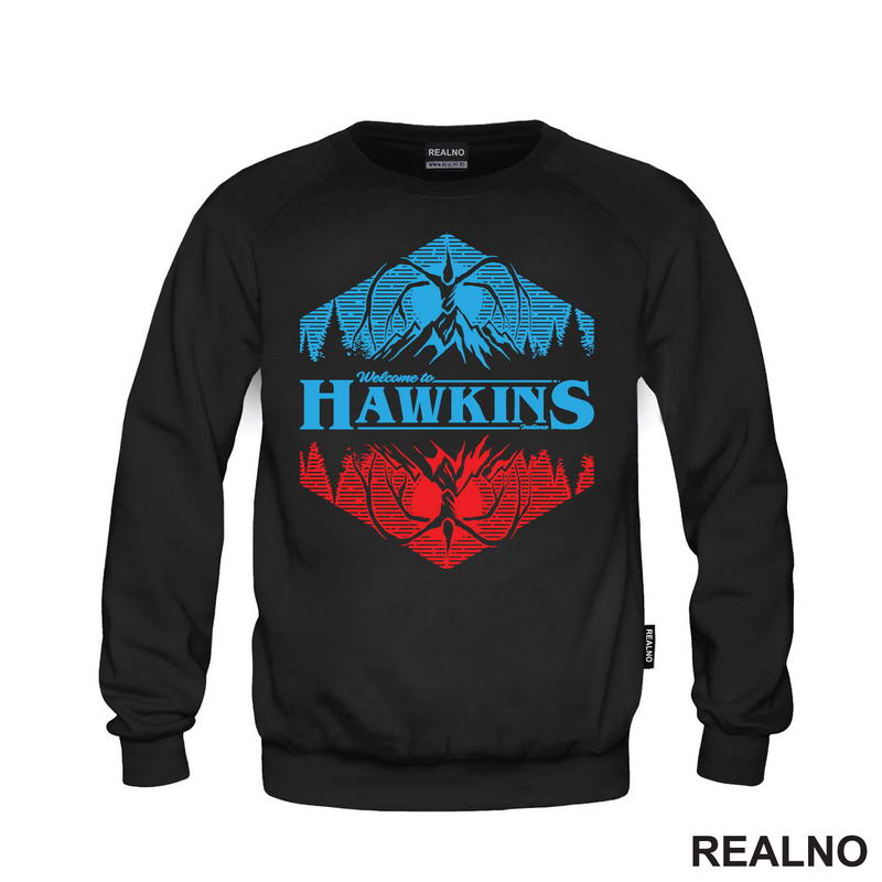 Welcome To Hawkings - Blue And Red - Stranger Things