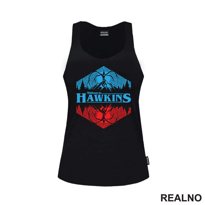 Welcome To Hawkings - Blue And Red - Stranger Things