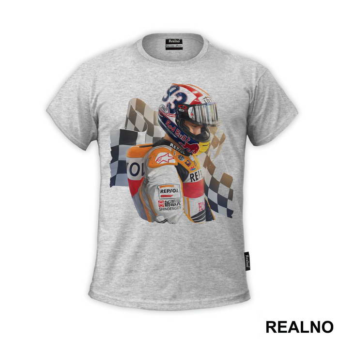 Marquez And A Finish Line Flag - 93 - MotoGP - Sport - Majica
