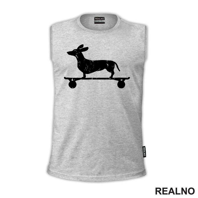 Dacshund On Skate - Silhouette - Jazavičar - Pas - Dog