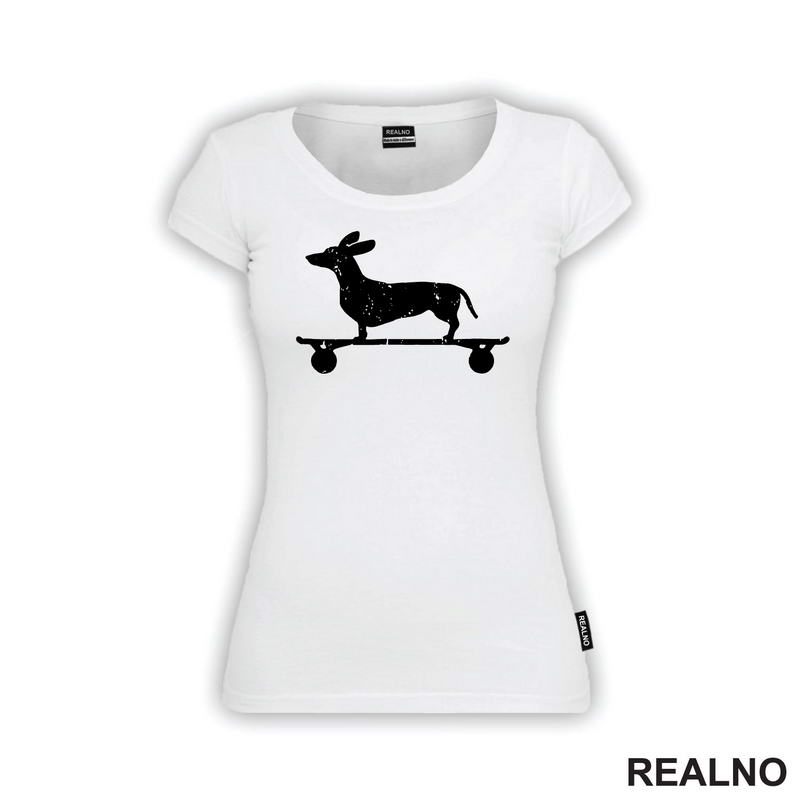 Dacshund On Skate - Silhouette - Jazavičar - Pas - Dog