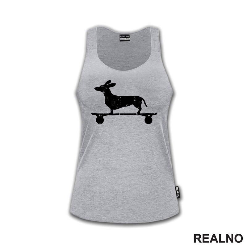 Dacshund On Skate - Silhouette - Jazavičar - Pas - Dog