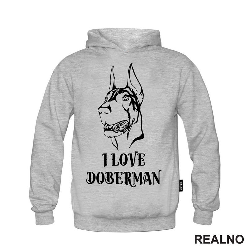 I Love Doberman - Silueta - Pas - Dog