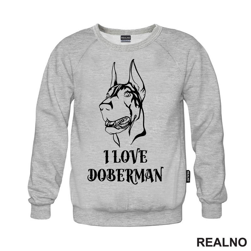 I Love Doberman - Silueta - Pas - Dog