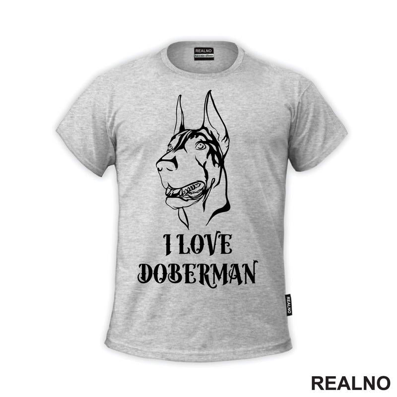 I Love Doberman - Silueta - Pas - Dog