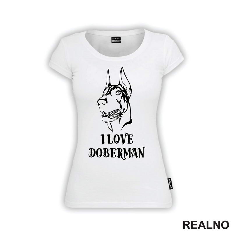 I Love Doberman - Silueta - Pas - Dog