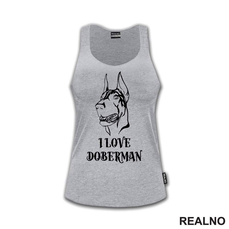 I Love Doberman - Silueta - Pas - Dog