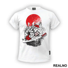 Red Moon With Waves - Samurai - Majica