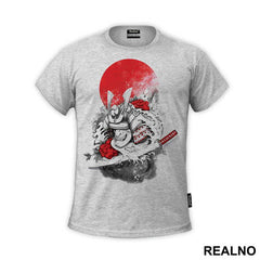 Red Moon With Waves - Samurai - Majica