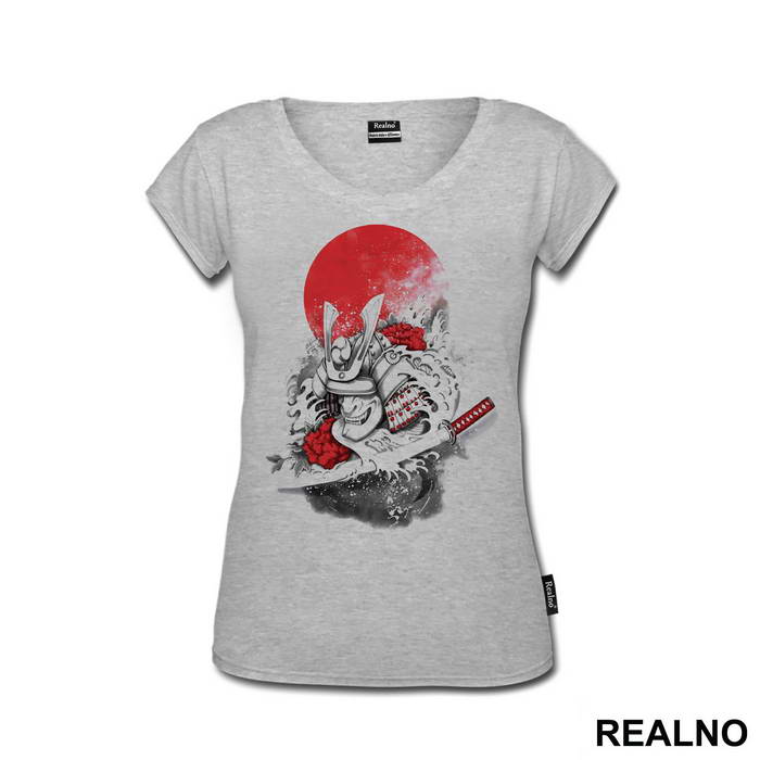 Red Moon With Waves - Samurai - Majica