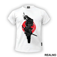 Standing Skull Samurai Red Moon - Majica