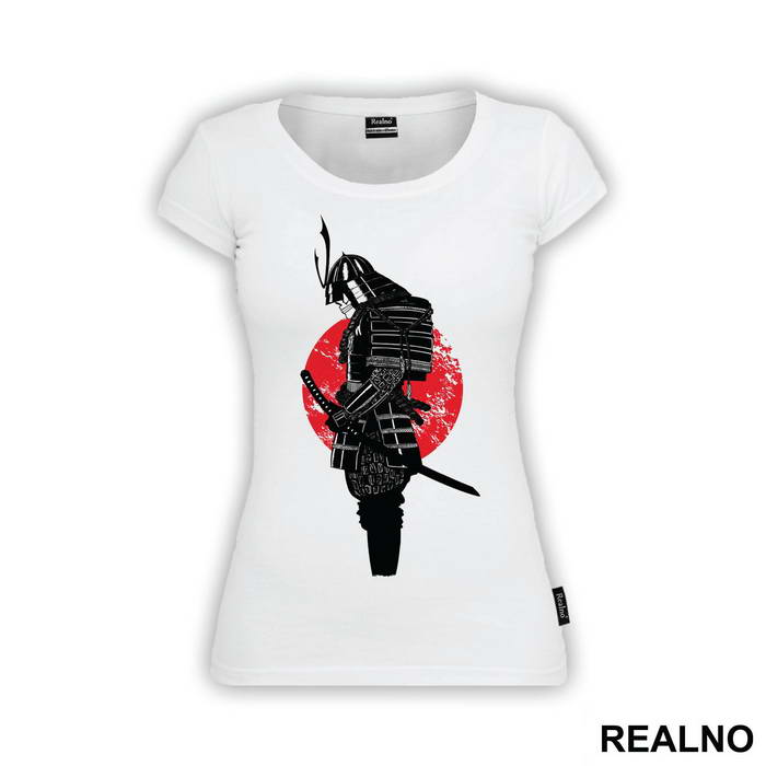 Standing Skull Samurai Red Moon - Majica