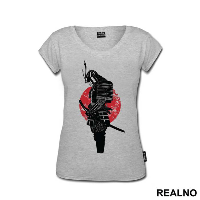 Standing Skull Samurai Red Moon - Majica