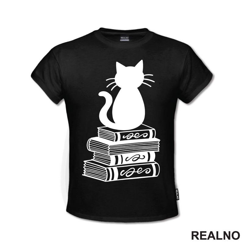 Cat And Books - Illustration - Books - Čitanje - Knjige