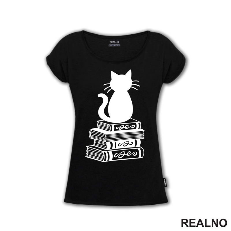 Cat And Books - Illustration - Books - Čitanje - Knjige