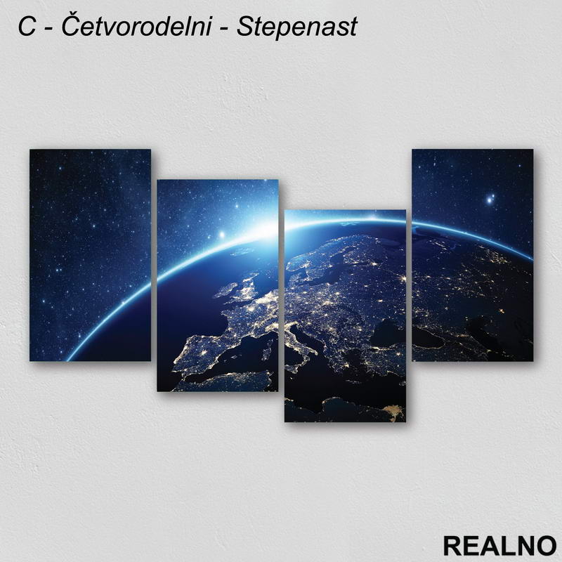 Planeta Zemlja iz svemira noću - Slika na platnu - Kanvas