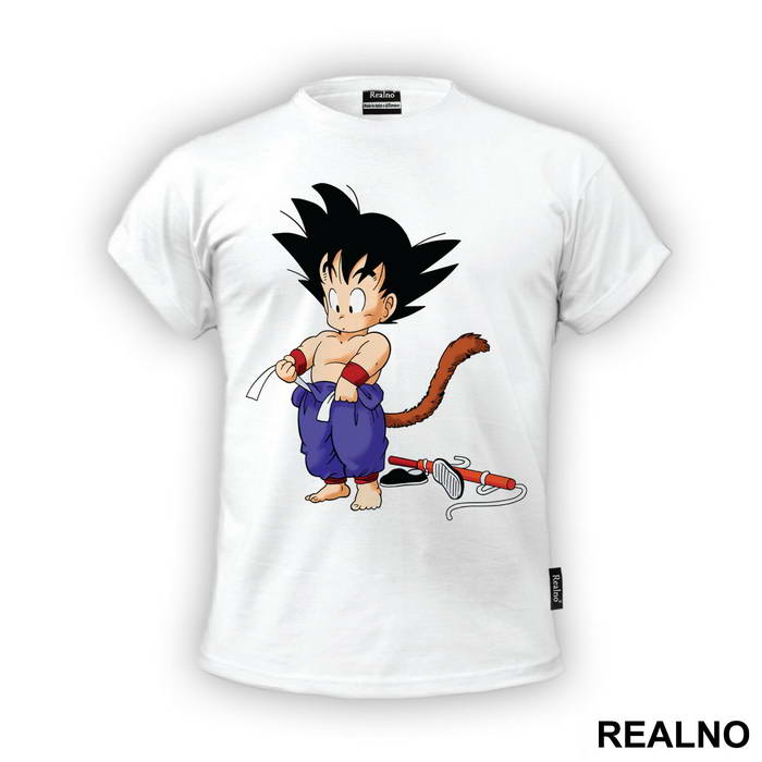 Tying His Belt - Goku - Dragon - Ball - Majica