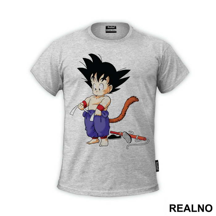 Tying His Belt - Goku - Dragon - Ball - Majica