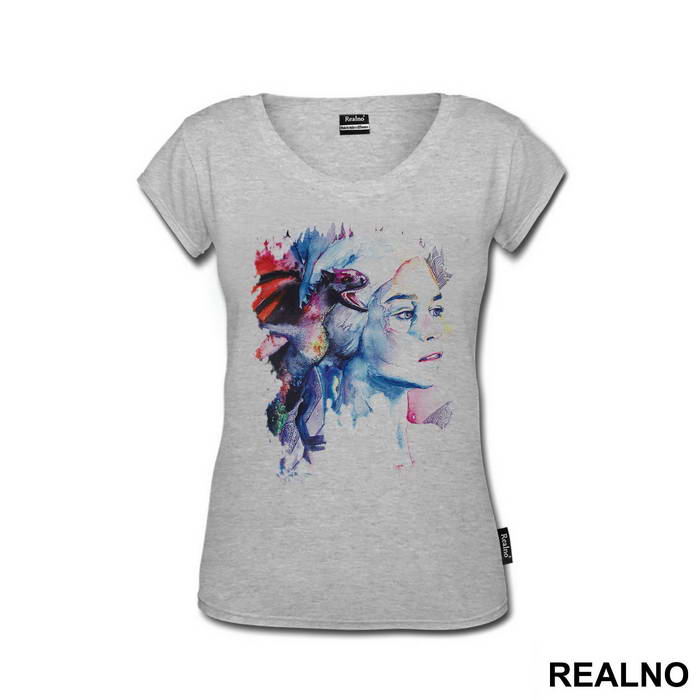 Khaleesi And The Dragon Watercolor - House Targaryen - Game Of Thrones - GOT - Majica