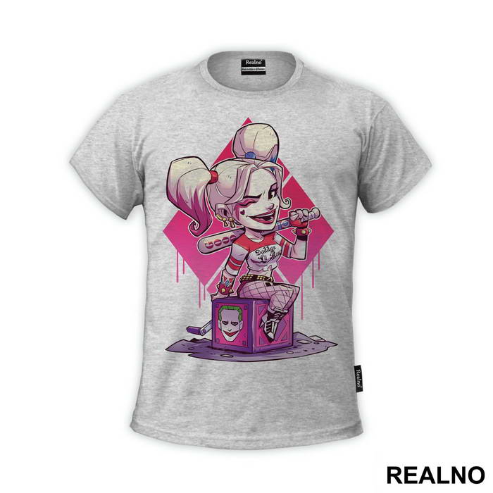 Sitting On A Joker Box - Harley Quinn - Majica