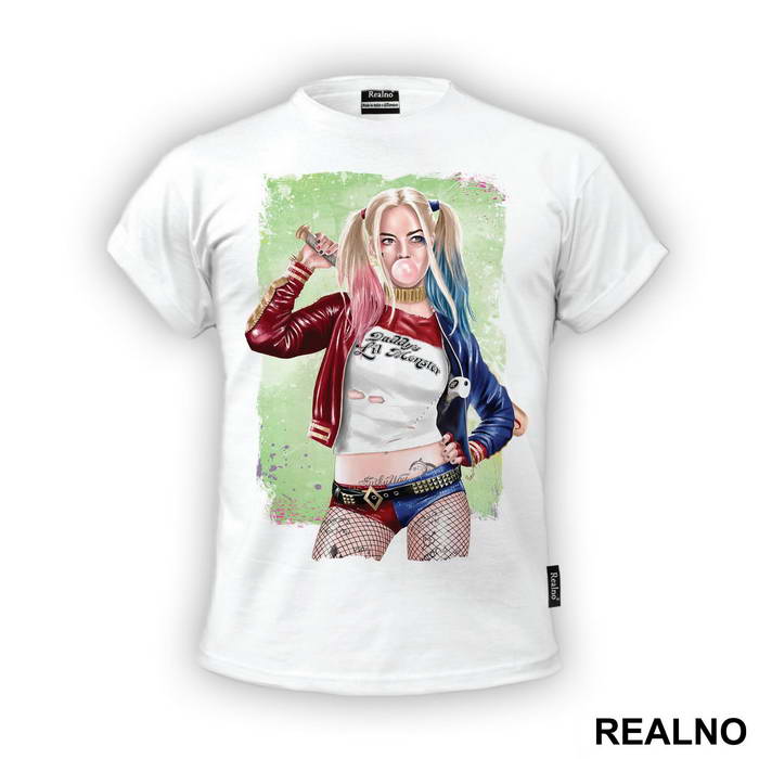 Portrait Green Background - Harley Quinn - Majica