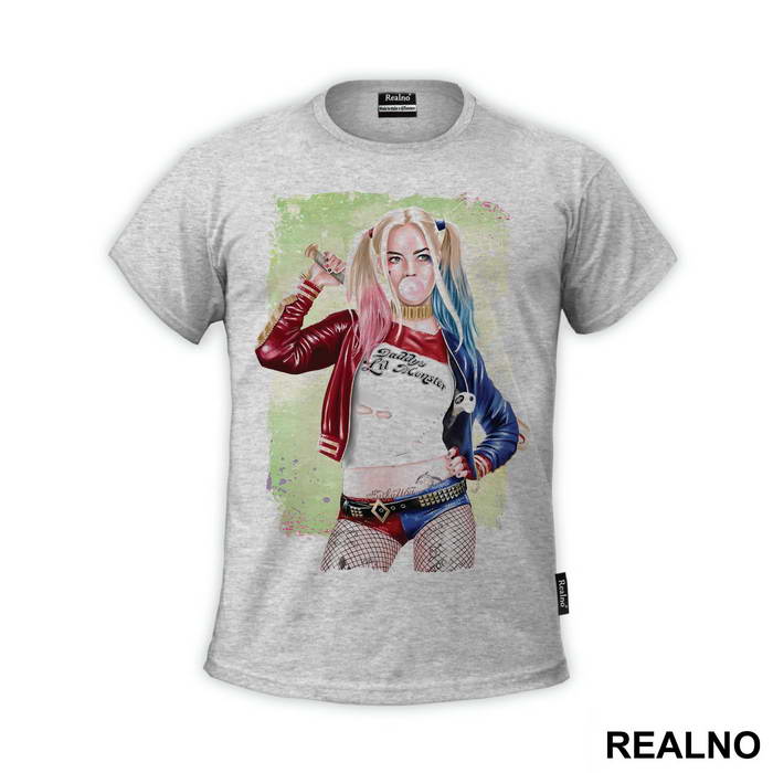 Portrait Green Background - Harley Quinn - Majica