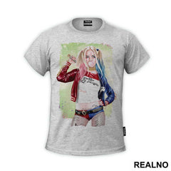 Portrait Green Background - Harley Quinn - Majica