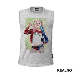 Portrait Green Background - Harley Quinn - Majica